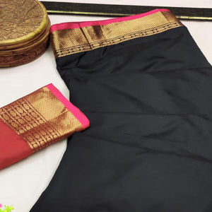 Black Woven Art Silk Saree