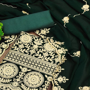 Green Floral Embroidered Georgette Dress Material