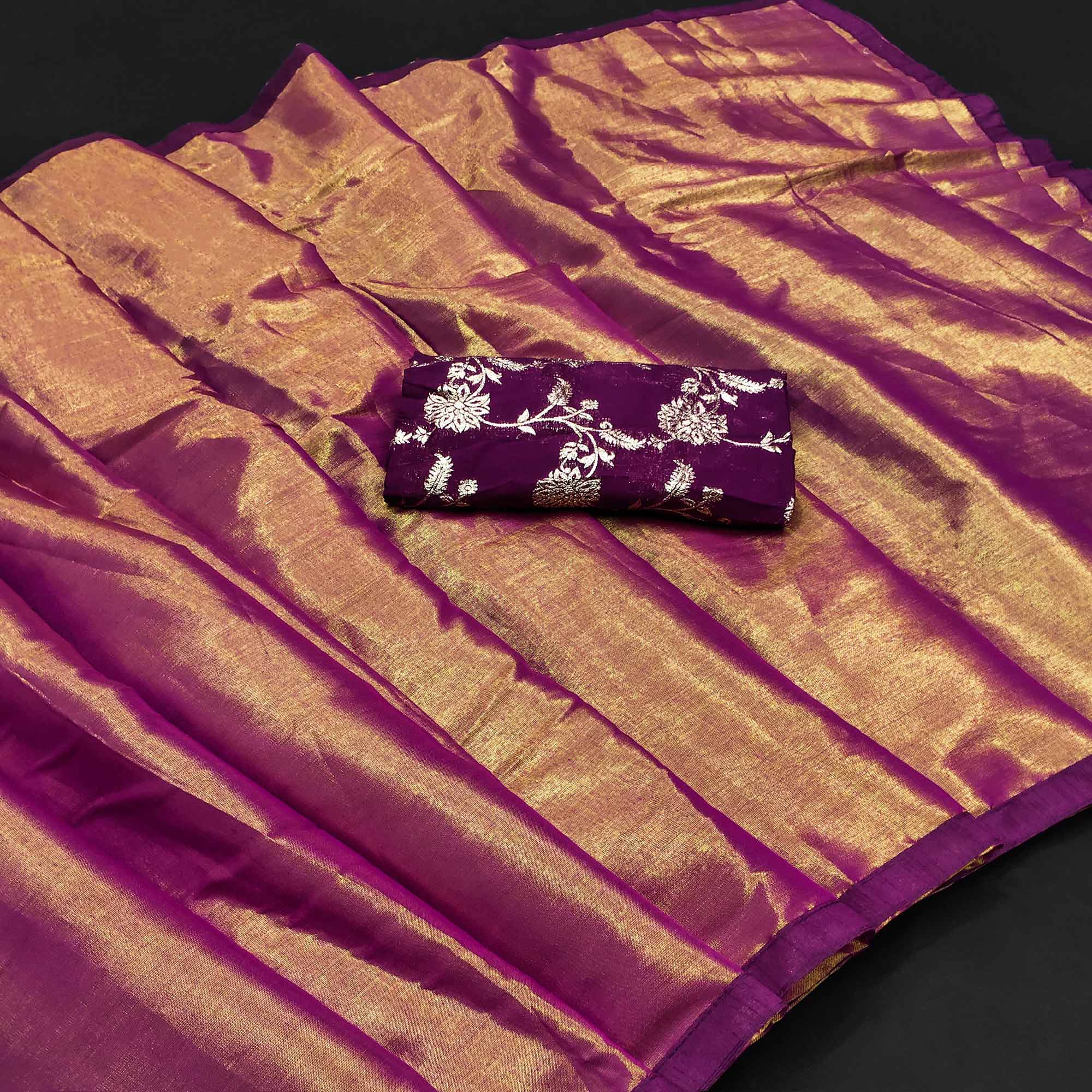 Purple Solid Art Silk Saree