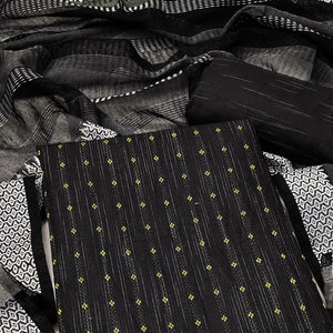 Black Woven Pure Cotton Dress Material