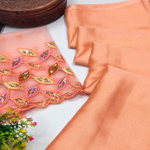Orange Solid Chiffon Saree