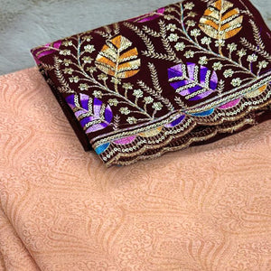 Light Peach Floral Printed Georgette Saree