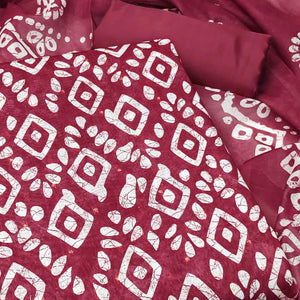 Pink Chanderi Silk Dress Material With Traditional Batik Prints