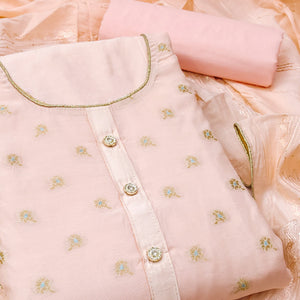 Light Orange Banarasi Silk Traditional Weaving Dress Material