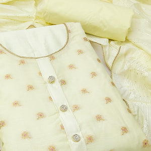 Lime Yellow Banarasi Silk Traditional Weaving Dress Material