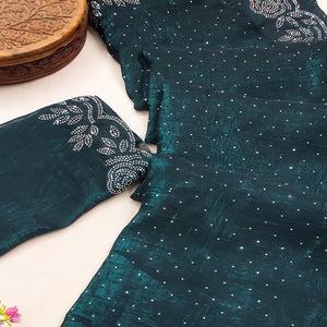 Morpich Green Embellished Organza Saree with Shimmering Stone Details
