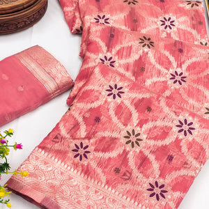 Rich Gajri Pink Saree in Banarasi Silk with Heritage Floral Zari Design