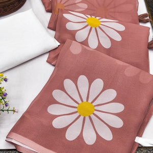 Brown Georgette Saree Featuring Delicate Floral Prints & Tassels Pallu