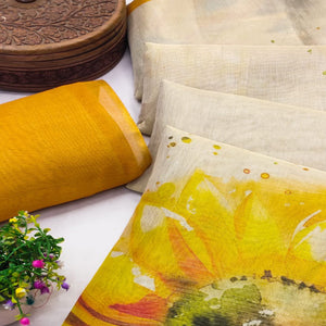 Beige Art Silk Saree with Soft Floral Printing