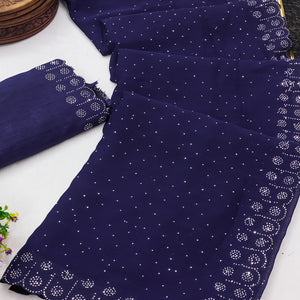Chiffon Saree in Blue with Sparkling Stone Work Finish
