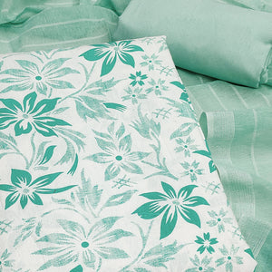 Pure Cotton Green Dress Material with Delicate Floral Prints