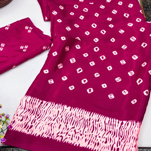 Pink Bandhani Printed Chiffon Saree With Traditional Appeal