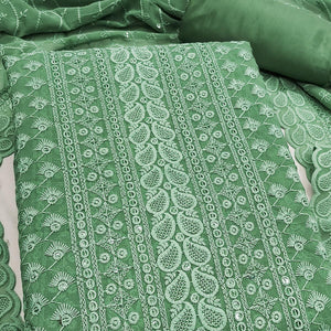 Lightweight Pista Green Georgette Dress Material Adorned with Beautiful Floral Embroidery