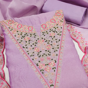 Vibrant Purple Art Silk Dress Fabric with Timeless Golden Thread Embellishment