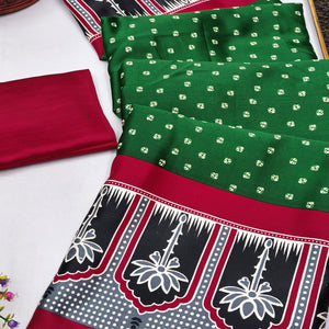 Classic Green Crepe Silk Saree Enhanced with Bandhani Work for Timeless Appeal