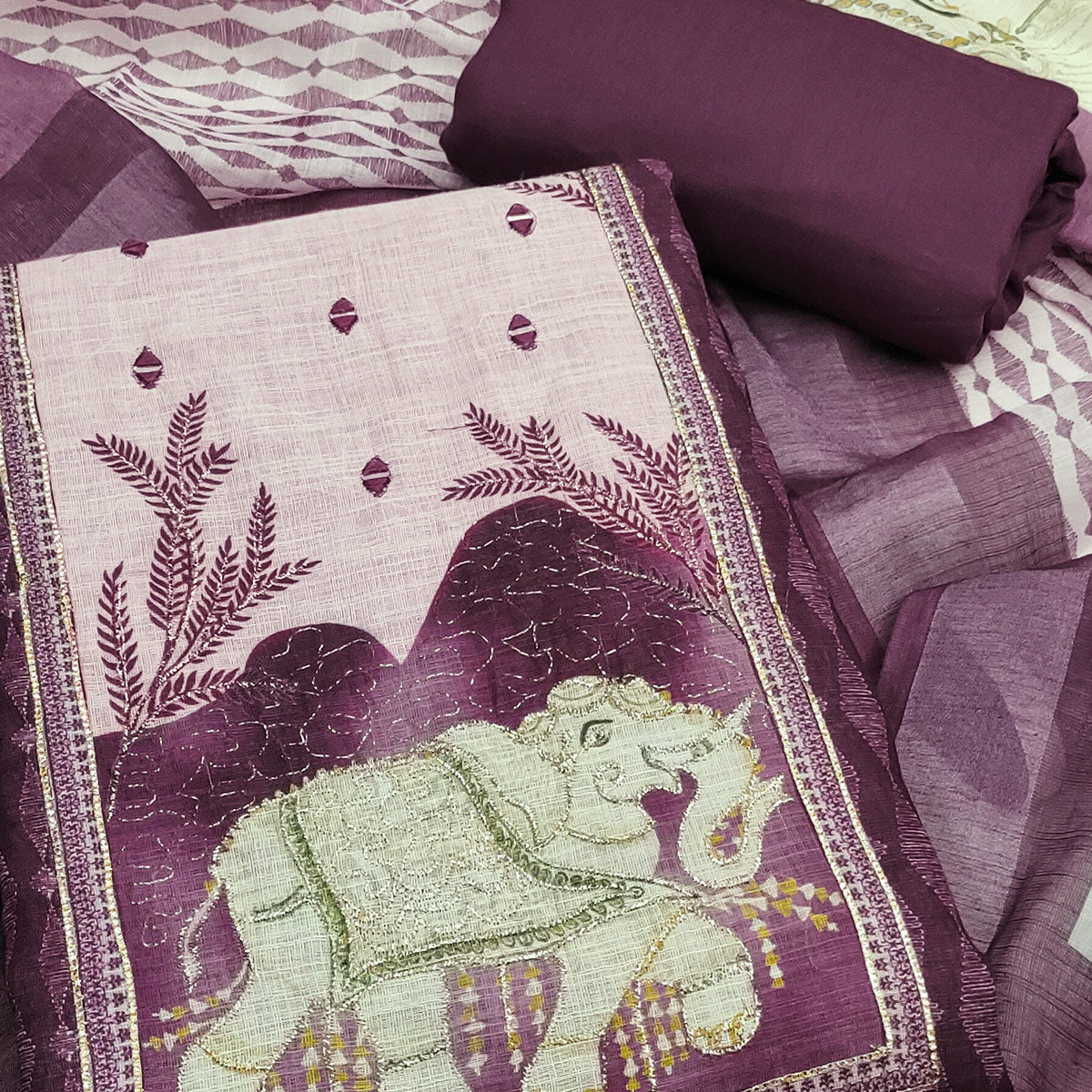 Purple Premium Woven Linen Dress Material for Comfortable Styling