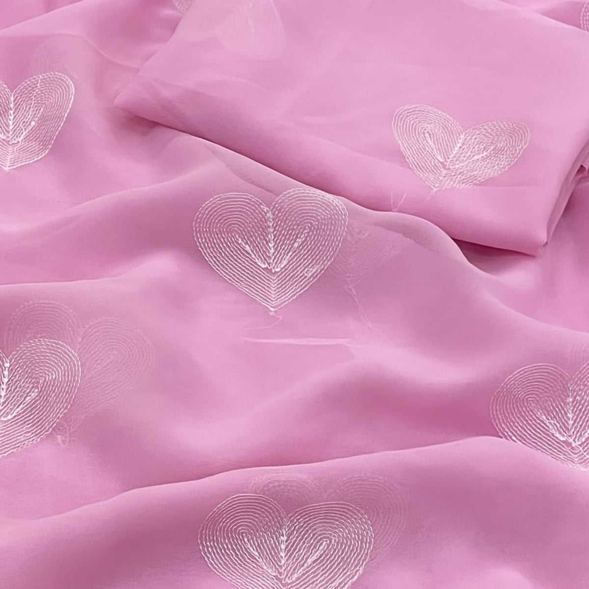 Baby Pink Embroidered Georgette Saree