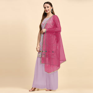 Purple Sequins Embroidered Georgette Semi Stitched Suit