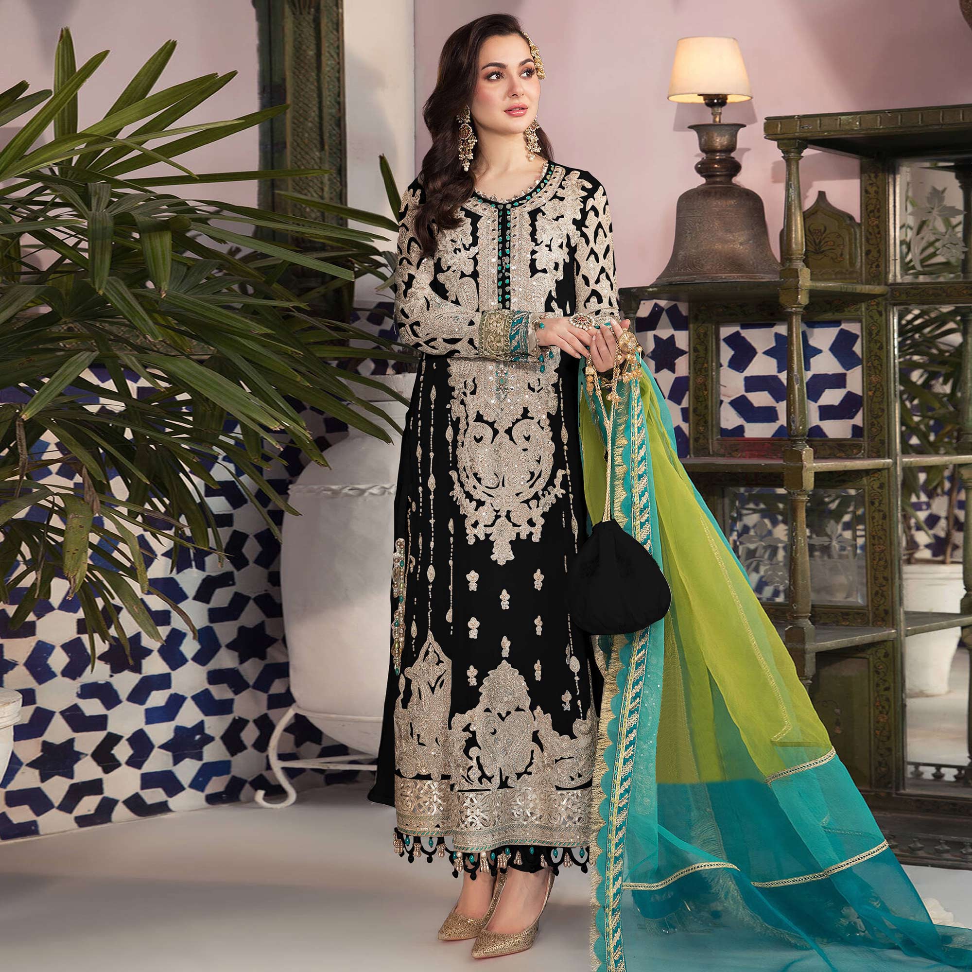 Black Floral Embroidered Georgette Pakistani Suit