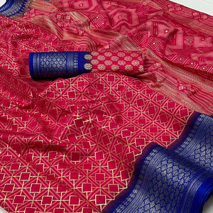 Pink Foil Printed Dola Silk Saree