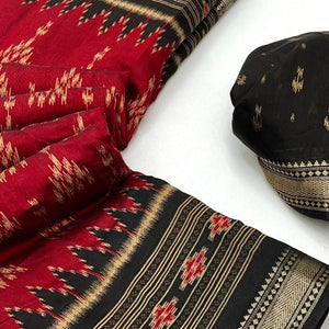 Soft Mulmul Cotton Saree in Red with Classic Patola Design