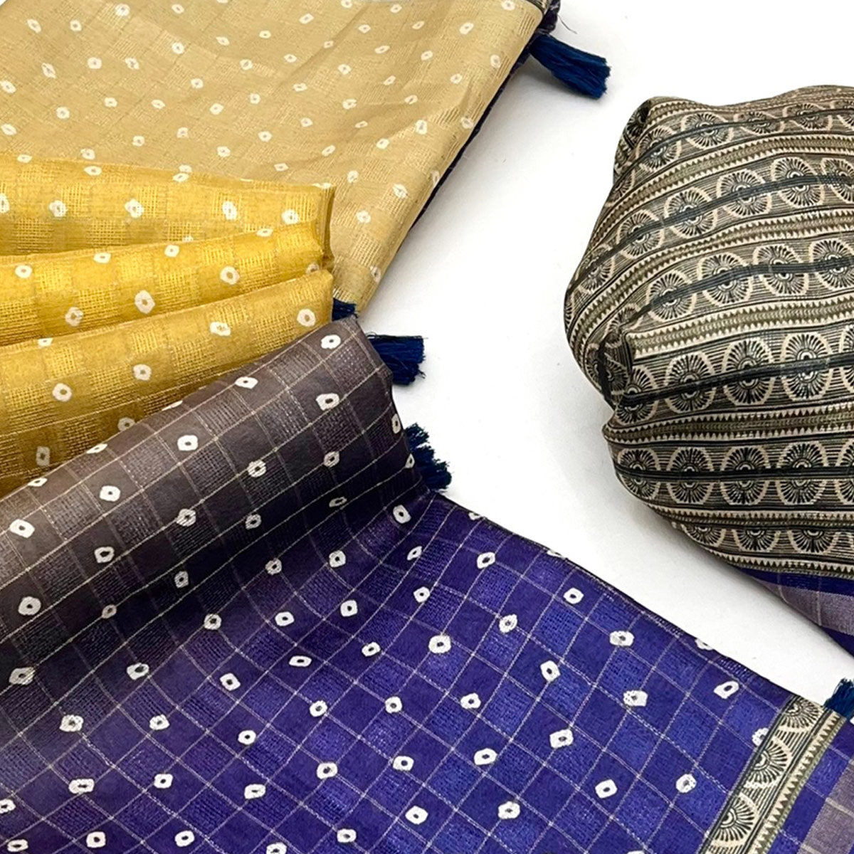 Multicolor Maheshwari Cotton Silk Saree Adorned with Traditional Bandhani Prints