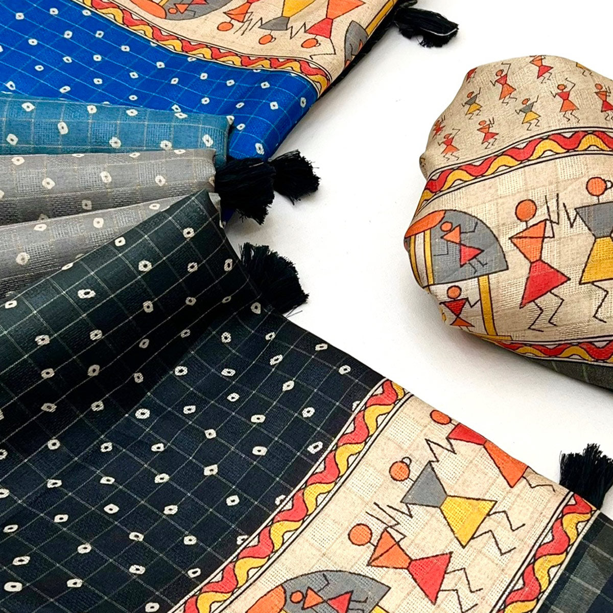 Lightweight Multicolor Maheshwari Cotton Silk Saree with Classic Bandhani Prints