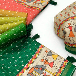 Multicolor Maheshwari Cotton Silk Saree with Heritage Bandhani Design