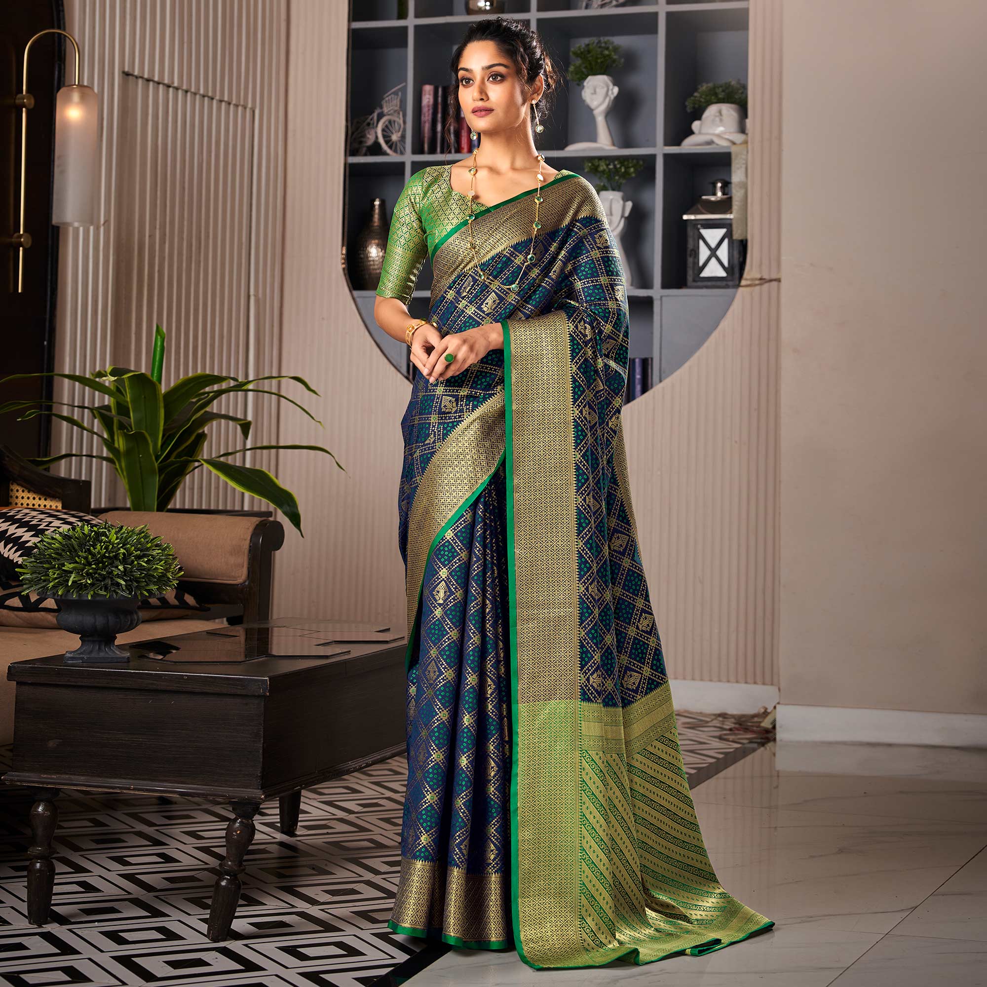 Blue Woven Patola Pure Silk Saree