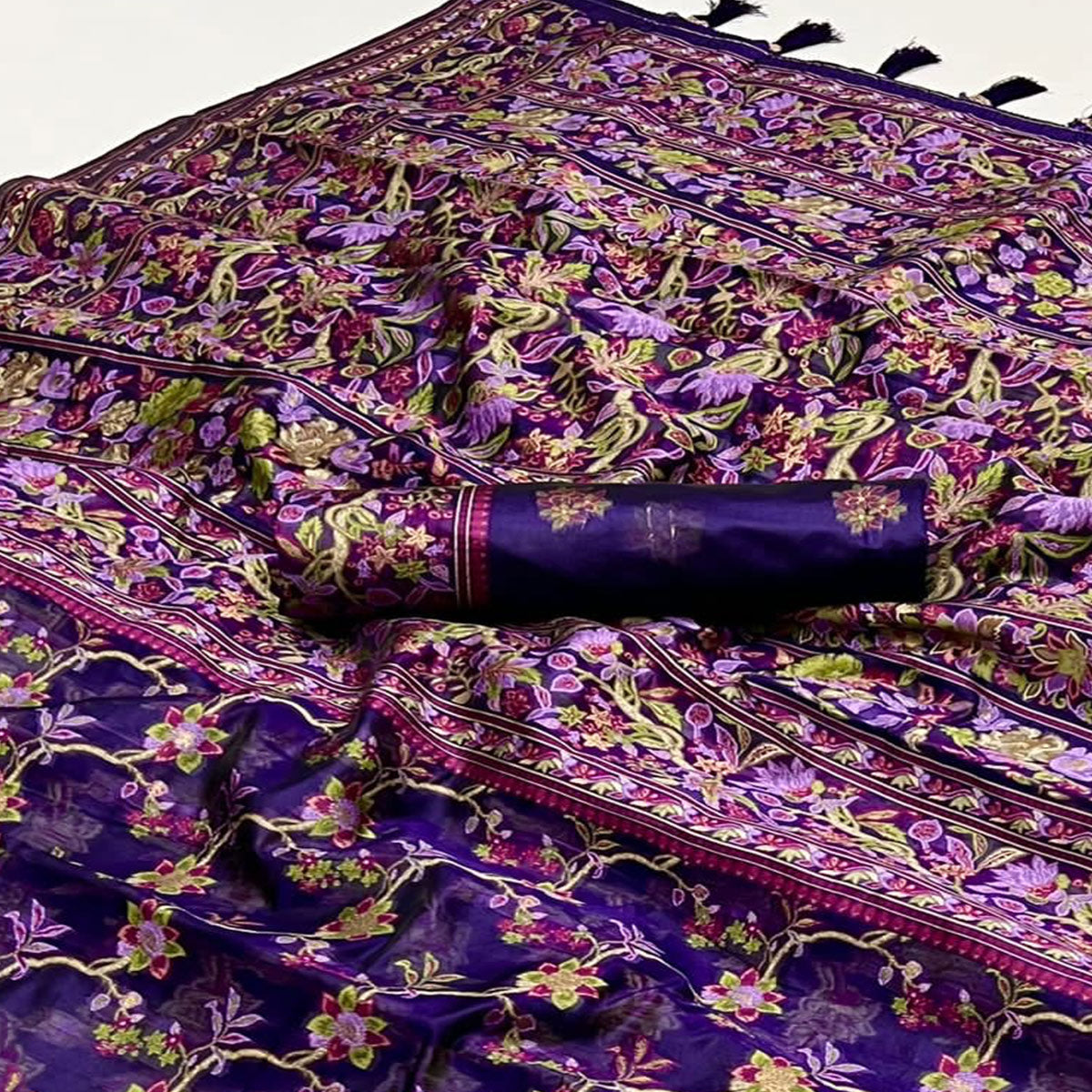 Purple Parsi Woven Organza Saree