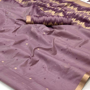 Mauve Woven Cotton Silk Saree
