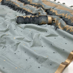 Grey Woven Cotton Silk Saree