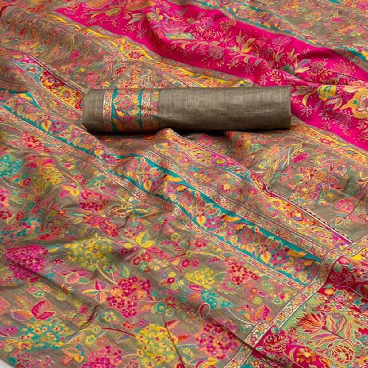 Chikoo Floral Woven Pure Cotton Saree