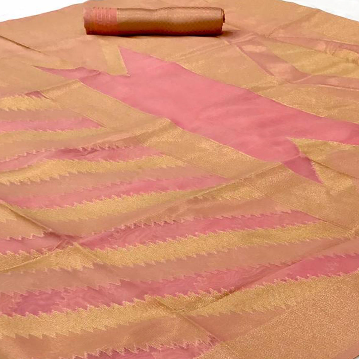 Pink Woven Organza Saree