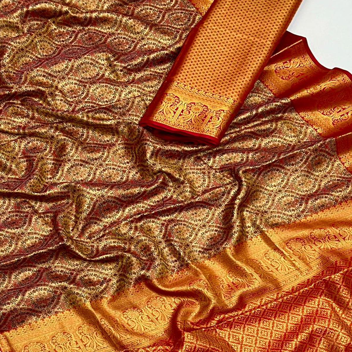 Red Woven Art Silk Saree