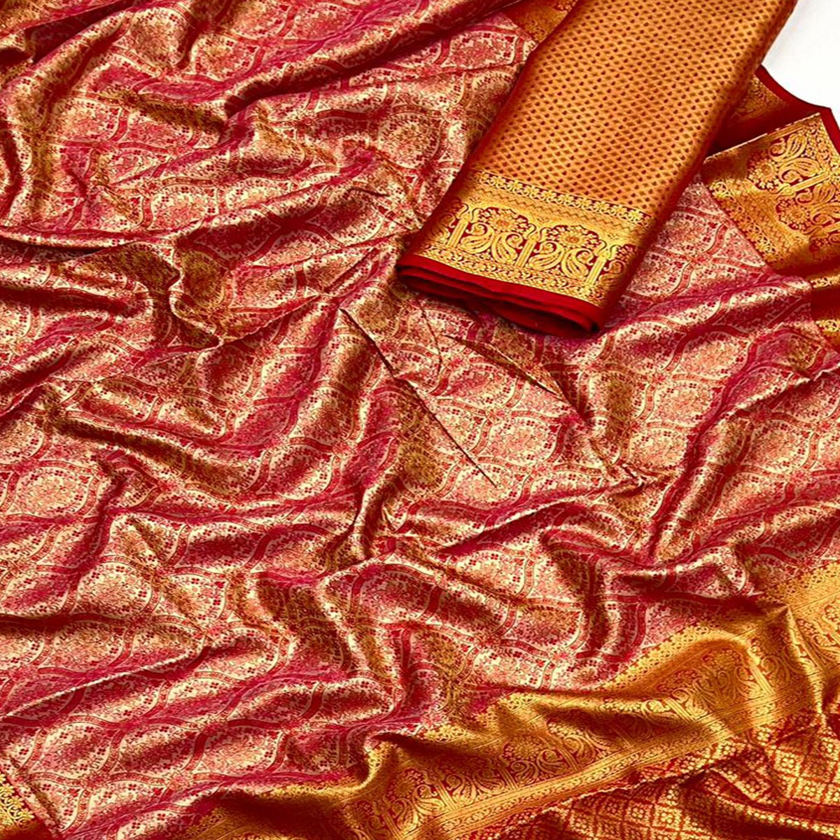 Rani Pink Woven Art Silk Saree