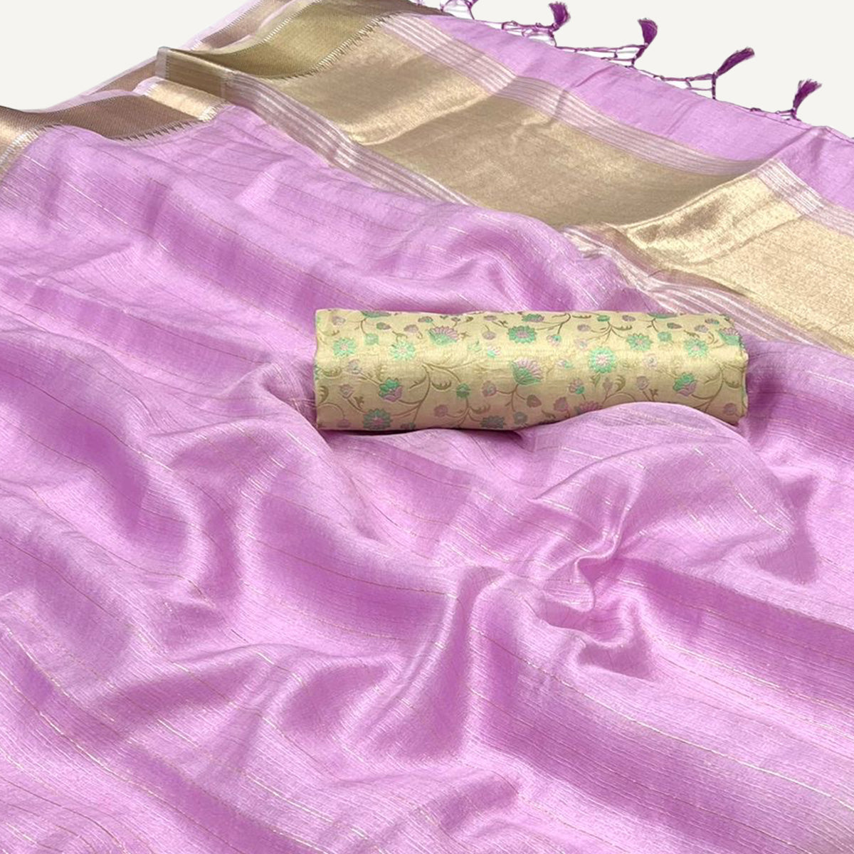 Purple Woven Zari Chiffon Saree