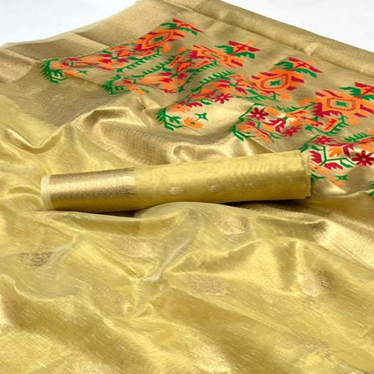 Yellow Woven Tissue Paithani Saree