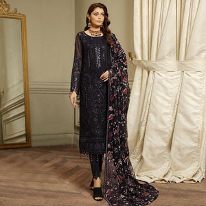 Black Embroidered Georgette Semi Stitched Pakistani Suit