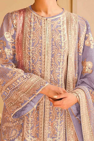 Lavender Floral Sequins Embroidery Georgette Semi Stitched Pakistani Suit