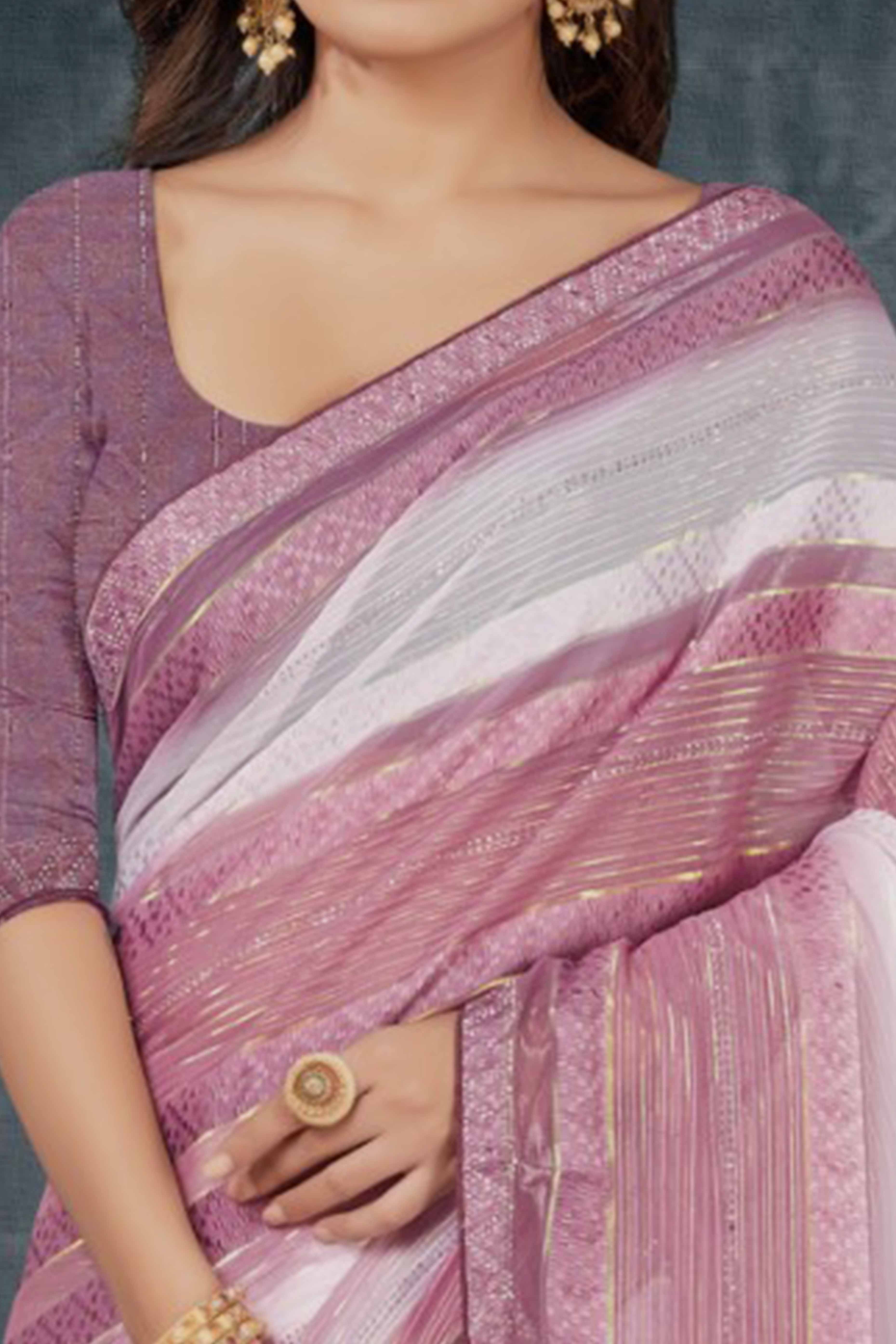 Mauve Woven Design Saree Crafted in Sheer and Elegant Poly Georgette