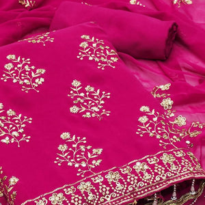 Rani Pink Floral Sequins Embroidered Georgette Dress Material