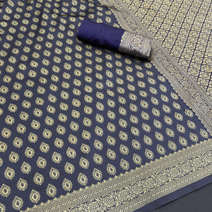 Grey Floral Zari Woven Banarasi Silk Saree For Timeless Elegance