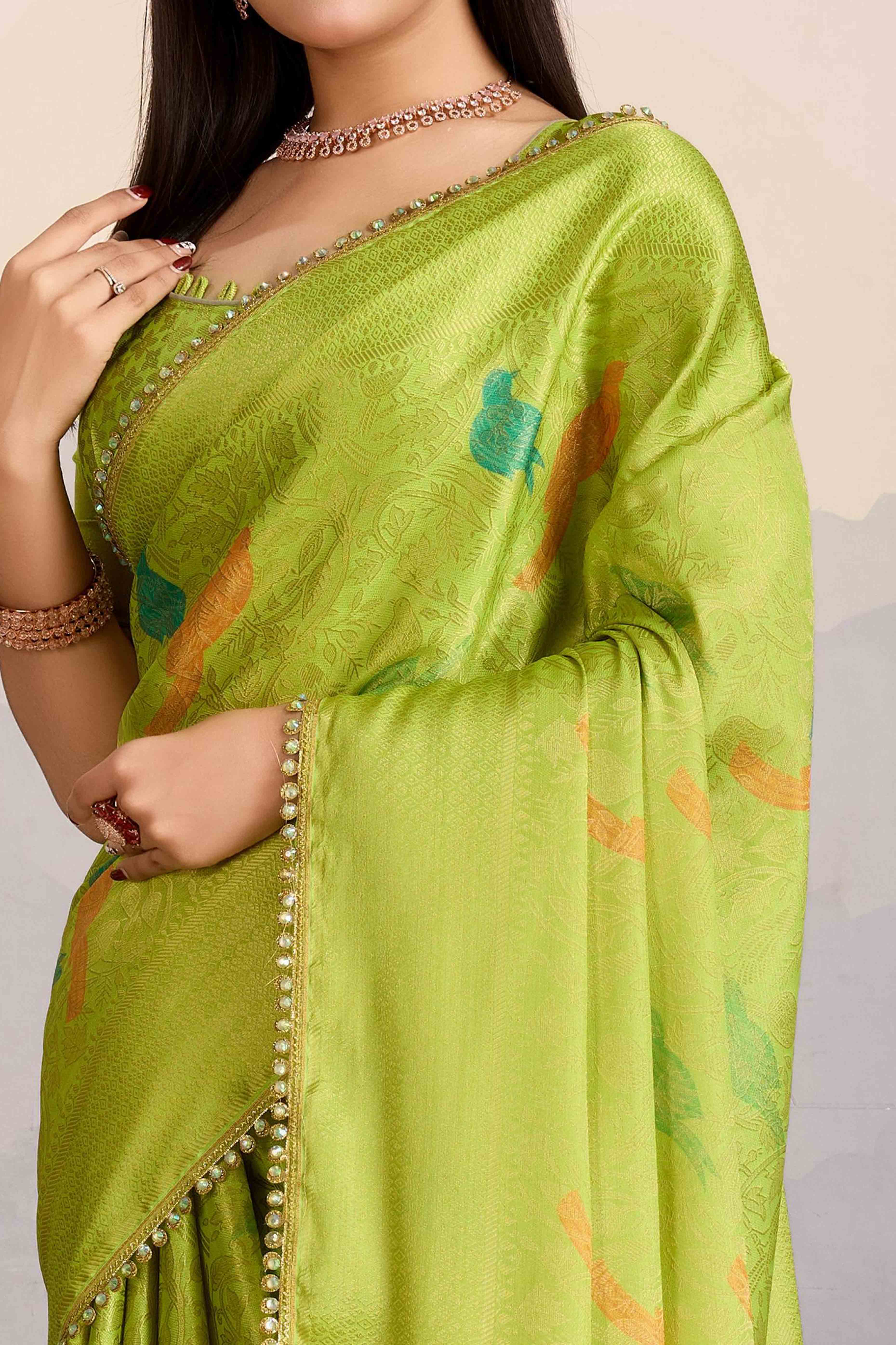 Green Zari Weaving Mysore Brocade Silk Saree
