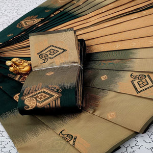 Green & Beige Classic Tissue Silk Saree with Zari Weaving