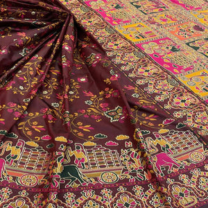 Royal Maroon Pashmina Silk Saree with Rajwadi Zari Weaving