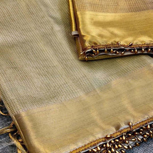 Opulent Banarasi Golden Tissue Silk Saree Crafted on Handloom with a Classic Royal Appeal
