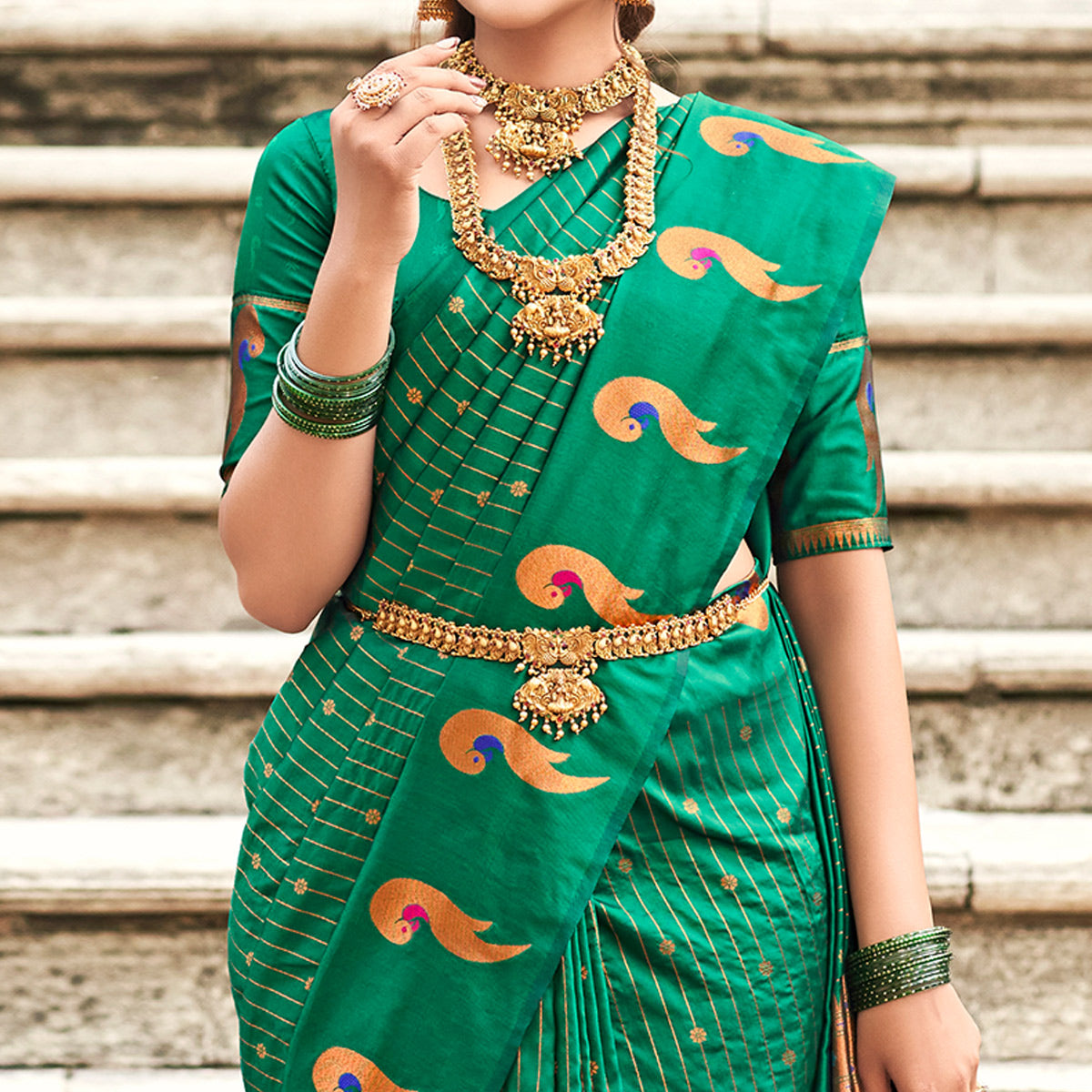 Green Woven Art Silk Paithani Saree