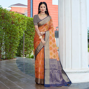 Orange Woven Art Silk Saree