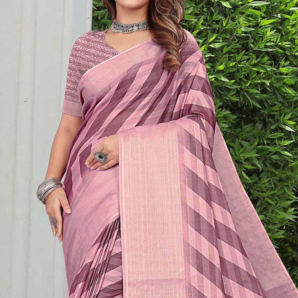 Mauve Printed Pure Cotton Saree